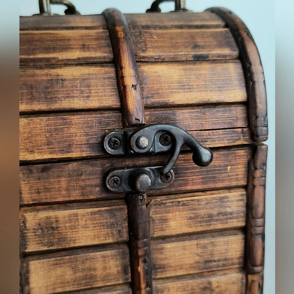 Vintage Decorative Wood & Brass Wine Bottle Box